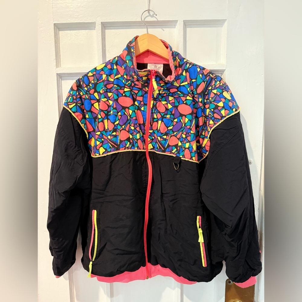 adidas Originals Vintage Puffer Jacket - Black with Multicolor Pattern
